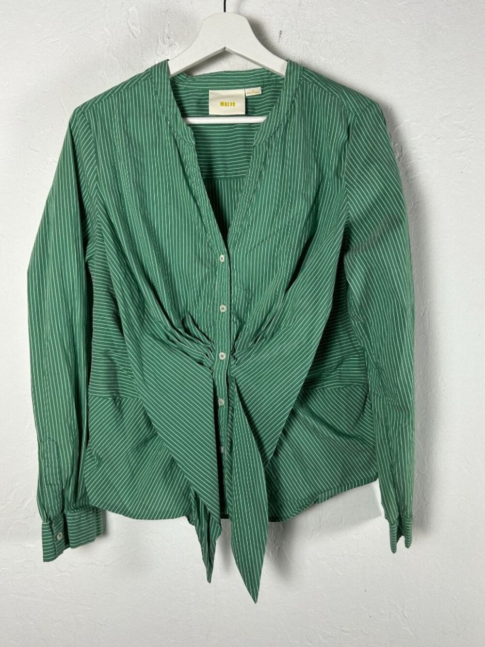 Anthropologie Maeve Womens Katherine Knotted Blouse Button Down Striped Size 12